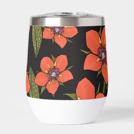 Red green purple Scarlet Pimpernel watercolor