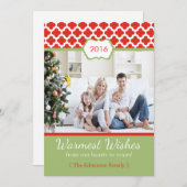 Red Green Quatrefoil kerstkaart (Voorkant / Achterkant)