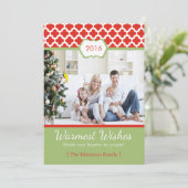 Red Green Quatrefoil kerstkaart (Staand voorkant)