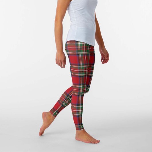 Red Green Royal Stewart Tartan Pattern Leggings