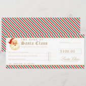 Red Green Santa Cheque Gift Voucher Card Kaart (Voorkant / Achterkant)