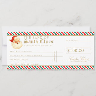Red Green Santa Cheque Gift Voucher Card Kaart