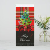 RED GREEN SCOTTISH TARTAN, BOWS AND CHRISTMAS TREE (Staand voorkant)