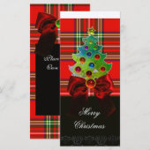 RED GREEN SCOTTISH TARTAN, BOWS AND CHRISTMAS TREE (Voorkant / Achterkant)