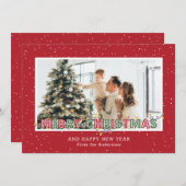 Red Green Snow Lights Photo Cartes de Noël (Devant / Derrière)