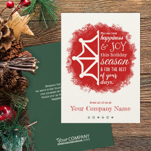 Red, Green Snowflake Business Holiday Card Kaart