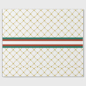 Red|Green Stripe |Gold Crown Pattern Royal Cadeaupapier (Vlak)