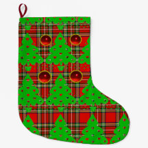 RED GREEN TARTAN, CHRISTMAS TREIN MET HARTEN
