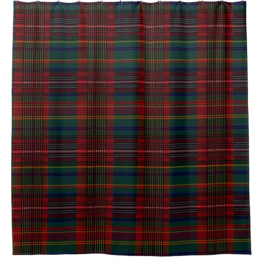 Red Green Tartan Gingham Scottish Pset Pattern Douchegordijn (Voorkant)