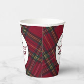 Red & Green Tartan Wonderland: Kerstvibes Papieren Bekers (Rechts)