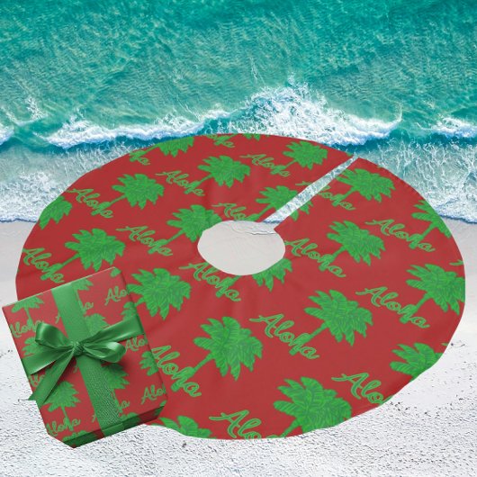 Red Green Tropical Palm Tree Aloha Tree Skirt Kerstboom Rok