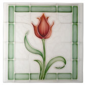 Red Green Tulip Wall Decor Nouveau Art Gibbons Tegeltje (Voorkant)