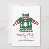 Red & Green Ugly Sweater Holiday Party Invitation (Dos)