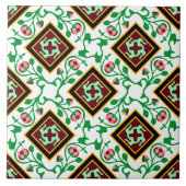  Red Green White Barcelona Floral Tegeltje (Voorkant)