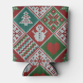 Red Green White Faux Knit-kerstpatroon Blikjeskoeler (Voorkant)