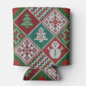 Red Green White Faux Knit-kerstpatroon Blikjeskoeler (Achterkant)