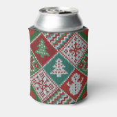 Red Green White Faux Knit-kerstpatroon Blikjeskoeler (Blikje Achterkant)