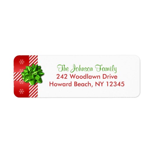 Red Green White-kerstterugzendadreslabels Etiket (Voorkant)
