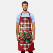 Red Green White Plaid Christmas Cupcakes Schort (Gedragen)