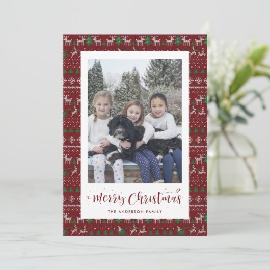 Red Green White Santa Claus Photo Cartes de Noël (Debout devant)