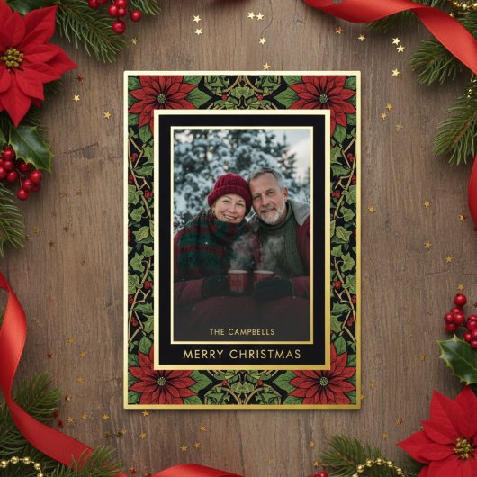 Red Green William Morris Season's Groetjes Foto Folie Feestdagenkaart