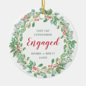 Red Green Wreated Ons eerste kerstfeest Keramisch Ornament (Voorkant)