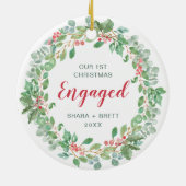 Red Green Wreated Ons eerste kerstfeest Keramisch Ornament (Achterkant)