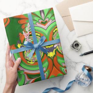 ~ Red Green Yellow Fractal ~ Kerstmis Wrapping Cadeaupapier