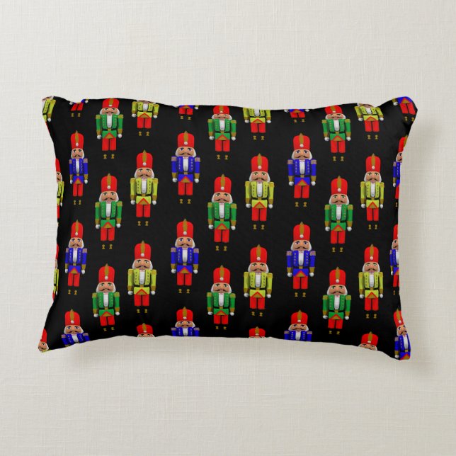 Red Green Yellow Nutcracker Tiled Pattern Accent Kussen (Achterkant)