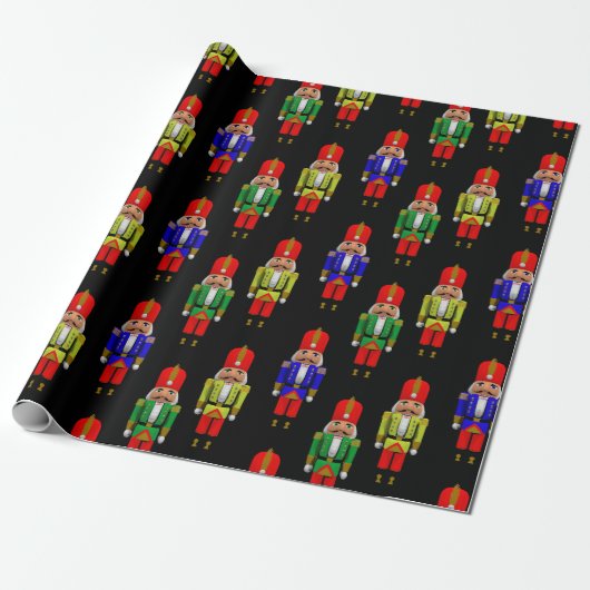 Red Green Yellow Nutcracker Tiled Pattern Cadeaupapier (Uitgerold)