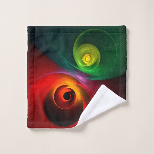 Red Green Yin Yang Moderne Motif d'art Abstrait #2 (Gant de toilette)