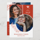 Red Greenery Overlapping Foto's Afstuderen Kaart (Voorkant / Achterkant)