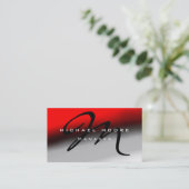 Red Grey Black Monogram Manager Visitekaartje (Staand voorkant)