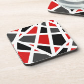 Red Grey Black White Geometric 2 Bier Onderzetter (Linkerzijde)