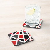 Red Grey Black White Geometric 2 Bier Onderzetter (Rechterzijde)