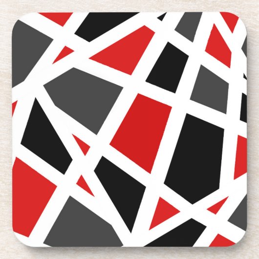 Red Grey Black White Geometric 2 Bier Onderzetter (Voorkant)
