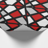 Red Grey Black White Geometric Pattern Cadeaupapier (Hoek)