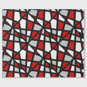 Red Grey Black White Geometric Pattern Cadeaupapier (Vlak)