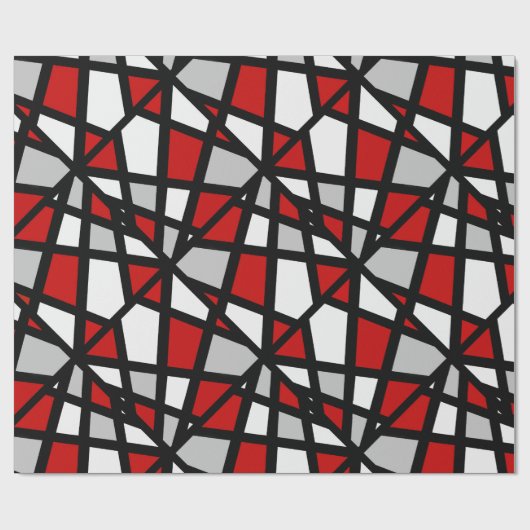 Red Grey Black White Geometric Pattern Cadeaupapier (Vlak)