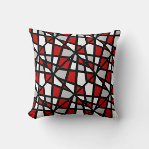 Red Grey Black White Geometric Pattern Kussen