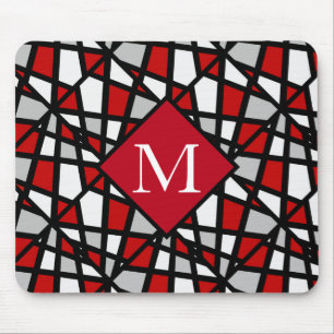 Red Grey Black White Geometric Pattern Muismat