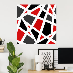 Red Grey Black White Poster