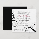 Red Grey Black White Swirls 50th Birthday Kaart (Voorkant / Achterkant)