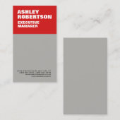 Red Grey Bold Modern Professional Minimalist Visitekaartje (Voorkant / Achterkant)