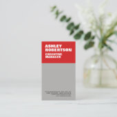 Red Grey Bold Modern Professional Minimalist Visitekaartje (Staand voorkant)