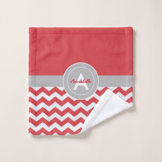 Red Grey Chevron (Gant de toilette)