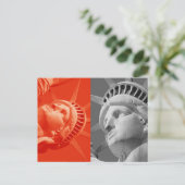 Red Grey Collseup Statue Liberty Carte postale (Debout devant)