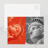 Red Grey Collseup Statue Liberty Carte postale (Devant / Derrière)