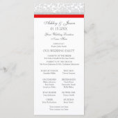 Red Grey Damask Programme de mariage photo (Dos)