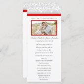 Red Grey Damask Programme de mariage photo (Devant / Derrière)